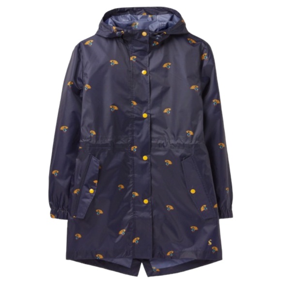Joules Packable Raincoat Navy Blue Umbrella Ducks Hooded Jacket Women’s Size 4 - Picture 2 of 15